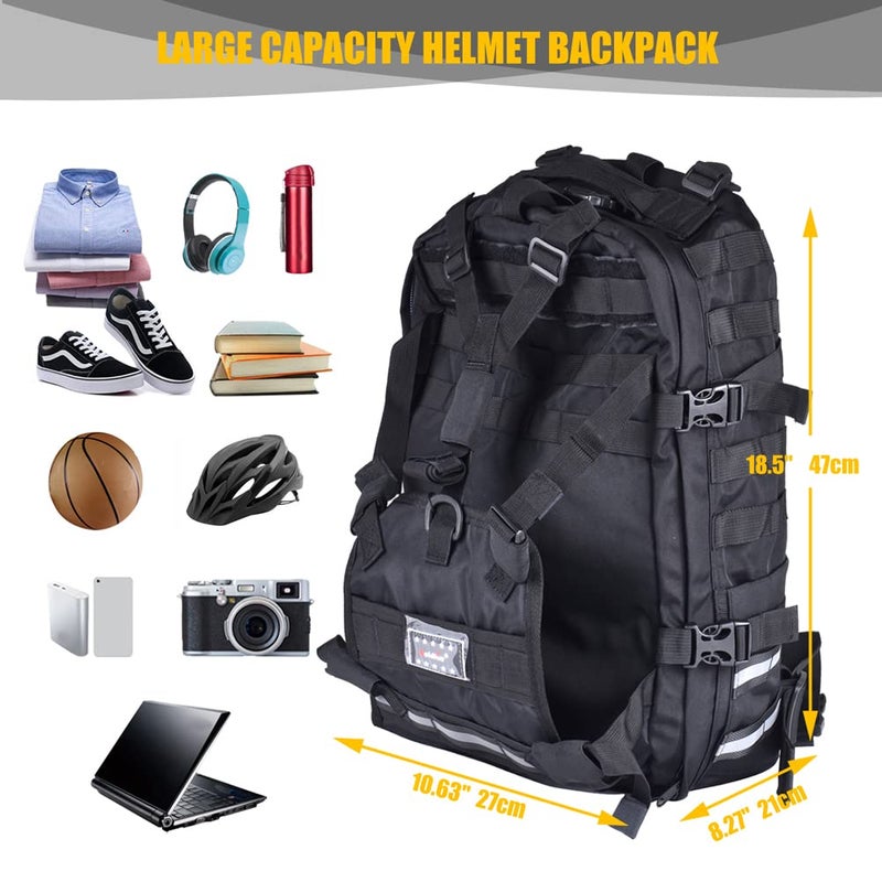 Sresk Large Capacity Motorcycle Helmet Backpack, Motorcycle Riding Hiking Backpack for Cycling - Image 2